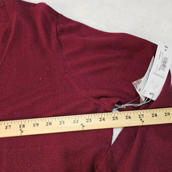 Liz Claiborne Cardigan Sweater Womens XXL Burgundy Red Stripes Long Soft NWT - Picture 7 of 9